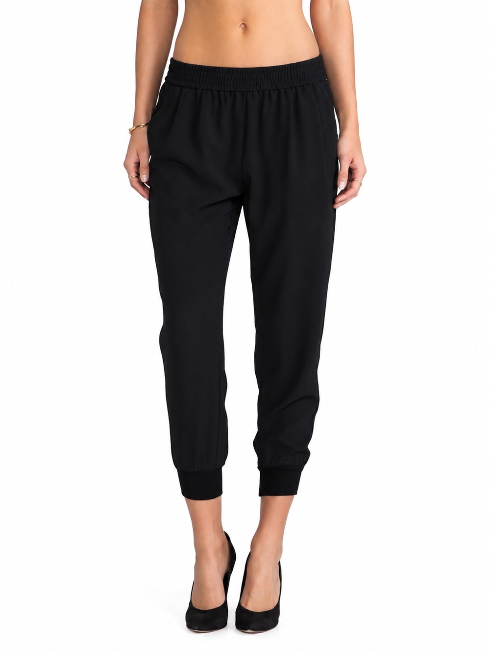 Joie Mariner Caviar Black Crepe Jogger Pants M NWT